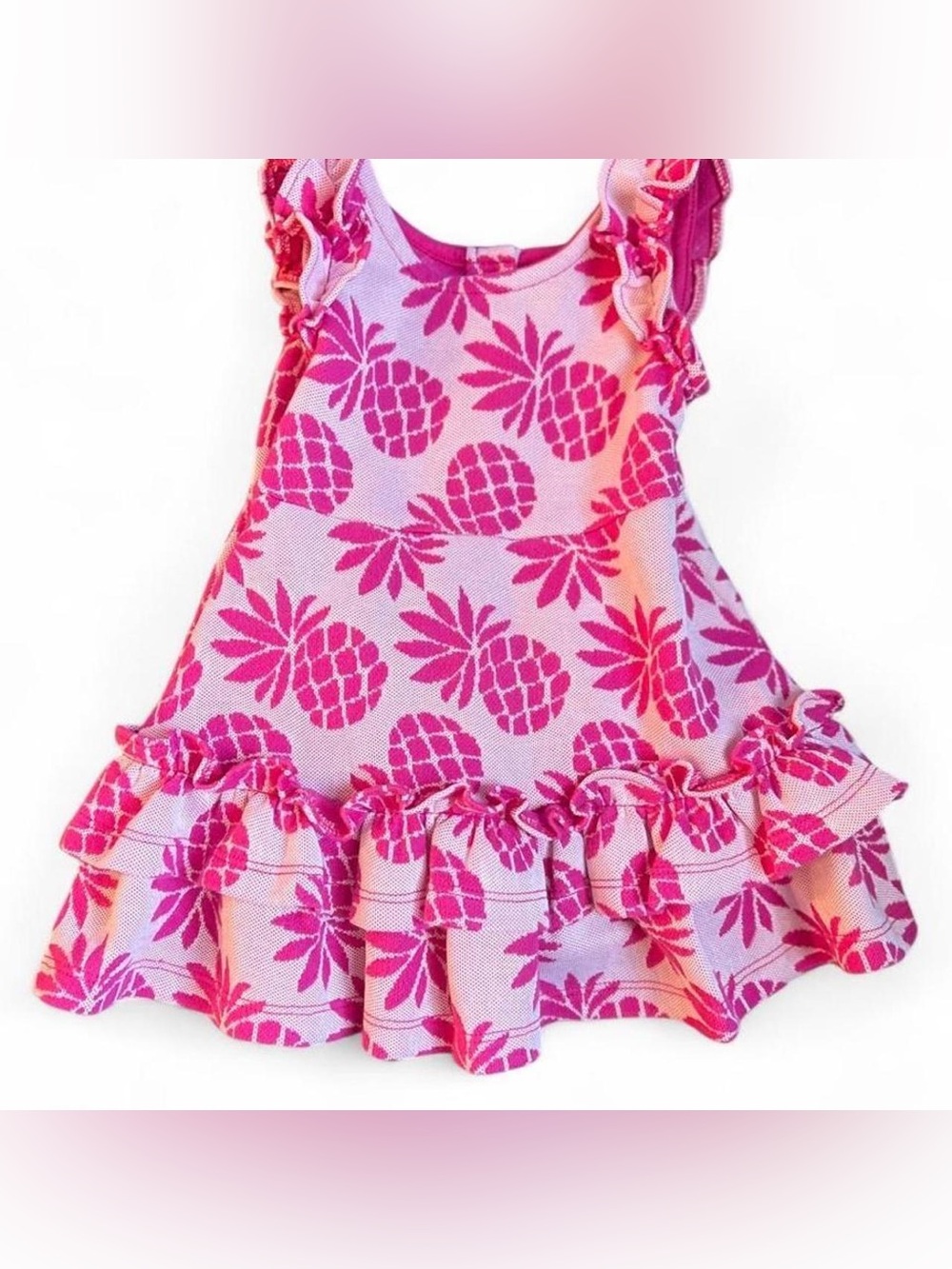 Janie and Jack Baby Girl Pink Pineapple Jacquard dress 6-12 months